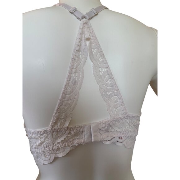 Victorias Secret Pink Lace Push-Up Halter Bralette In Light Pink Size L - Picture 12 of 14